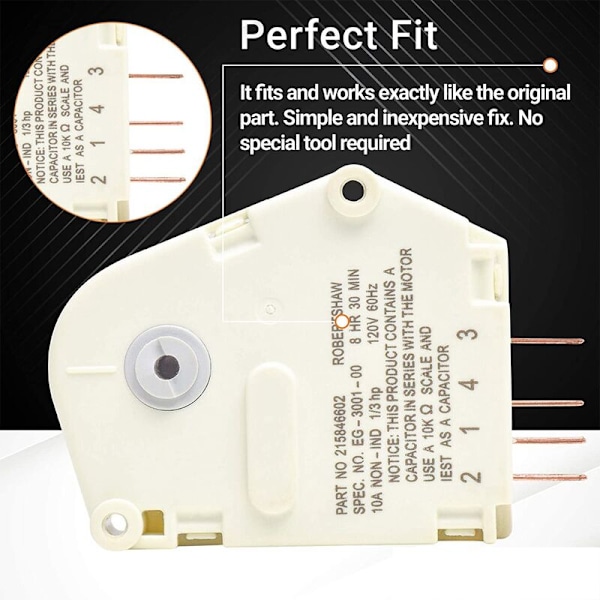 215846602 Kjøleskap Defrost Timer Erstatningsdel Perfekt Passform for Kjøleskap og