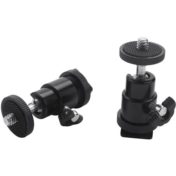 Mini Ballhode [4-pakning] med 360 graders 1/4 tommers ballhode-tilkoblingsport-adapter, mikro-ballhode og sving for DSLR-kamera, videokamera, blits, lys