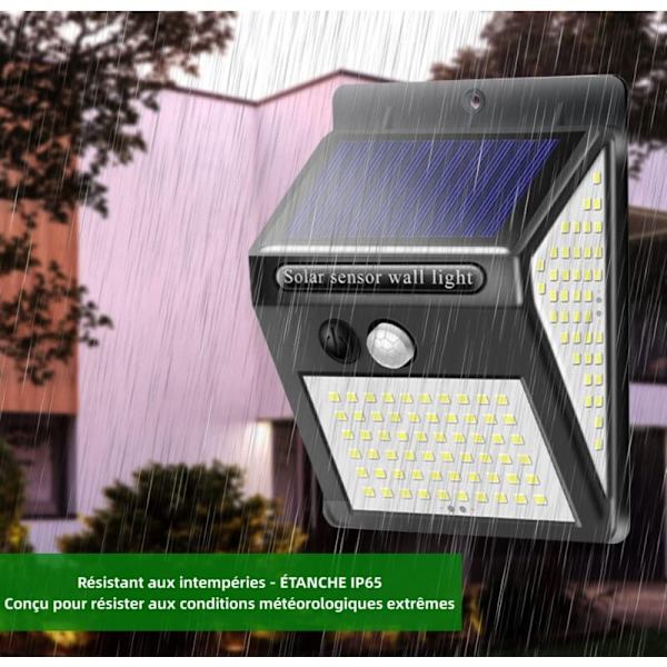 4 kpl LED-aurinkopaneeleita ulkokäyttöön, 6500K kylmä valkoinen liikeanturilla, langaton turvallisuusvalo seinävalaisin puutarhaan