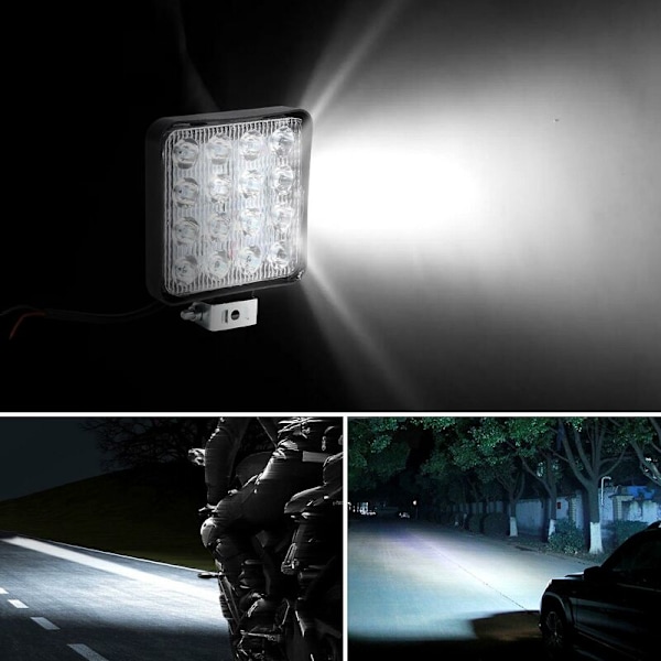 2 stk 48w 6000k LED Spot Beam Arbeidslys Lampe Traktor SUV Lastebil 4wd 12v 24v
