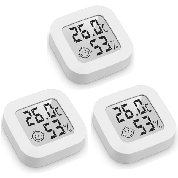 Hygrometer och termometer för inomhusbruk, 3 st mini LCD-hygrometer och termometer med hög precision, väggmonterad termometer för inomhus- och utomhusbruk för hemmet