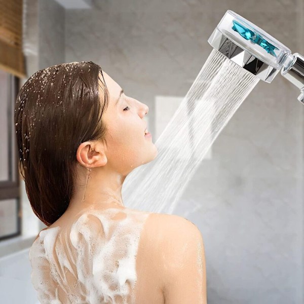 Håndbruser, Vandbesparende Anti-kalk Bruseshower, Højtryks Propeller Bruseshower Tre-niveau Filter Filtersystem med 3 Udskiftelige PP Bomuld