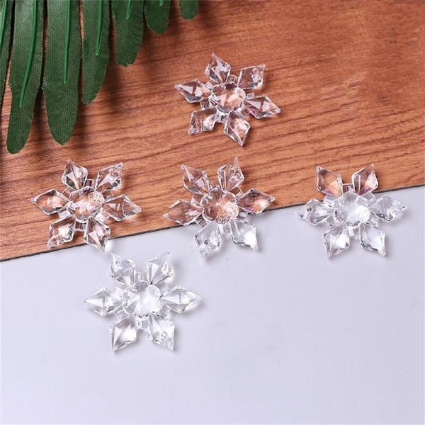 24 stk. Jule Snefnug Klar Krystal Akryl Rhinestone Gel Julepynt til Julepynt