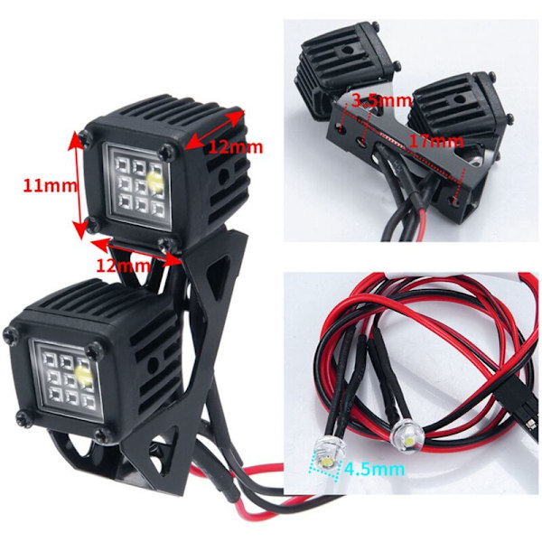 Forlygter Modificerede Forlygter Bil Top Kofangerlys til AXIAL SCX10 TRX4 TRX6 1/10 RC,B Sort