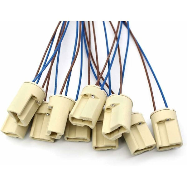 10 kpl G9-lampunkantoja, G9-keraaminen kanta 150 mm:n teflonjohdolla G9 LED-halogeenilampuille kotona