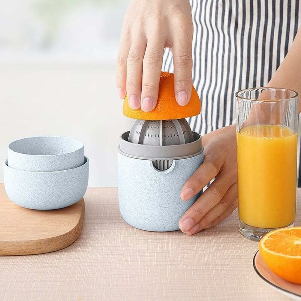 Bærbar Sitruspresse Juice Manuel Sitronpress Appelsin Limetta, Praktisk for Reiser Utflukter Piknik, Juicepress Saftpresser, Blå Gra