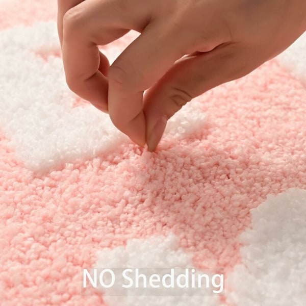 Bademåtte Sød Pink og Hvid Badeværelsesmåtte Sjov Anti-Skridsikker Dekorativ Badekar Måtte Ultra-Absorberende Gulvmåtte Maskinvaskbar Velegnet til Badekar, Brusebad