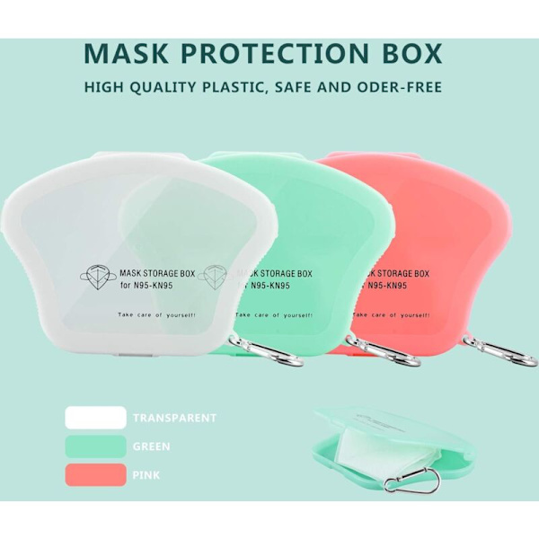 3-pack Maskaskar, Maskförvaringslåda, Bärbar Plastmaskask, Vattentät, Dammtät, med Nyckelring för Utomhusresor - Fei Yu
