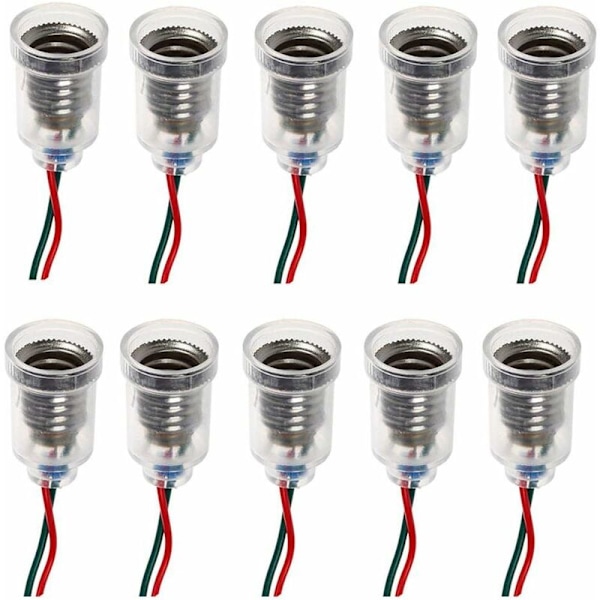 E10 LED-lamper Skruebase Små stearinlys pærer Montering Små pærer Base Lysholder med ledning Sokkelbase til Hjemmeeksperiment Elektrisk kredsløb Test