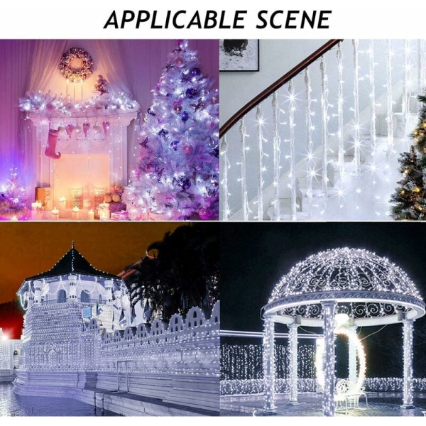 Udendørs lysguirlande, IP65 vandtæt juleguirlande, 8 lystilstande (10M 100 LED) Indendørs og udendørs dekoration til juletræ soveværelse Ga