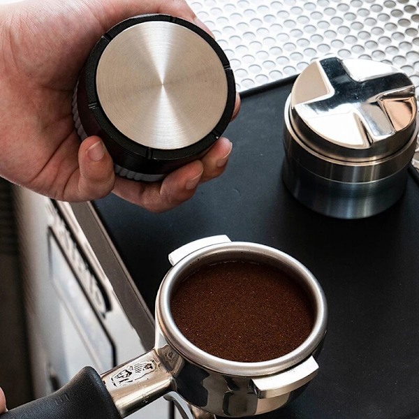 Trykplade Rebound Rustfrit Stål Kaffe Pulver Bønne Tamper Tryk Hammer Kaffe Barista Distribution Tool 58mm