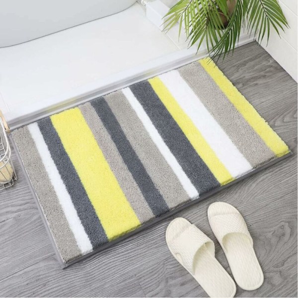 Maskinvaskbar Antislip Bademåtte, Ultra Blød Tykk Absorberende Brusemåtte Mikrofiber Badeværelses Dekoration, Gul 50x80cm