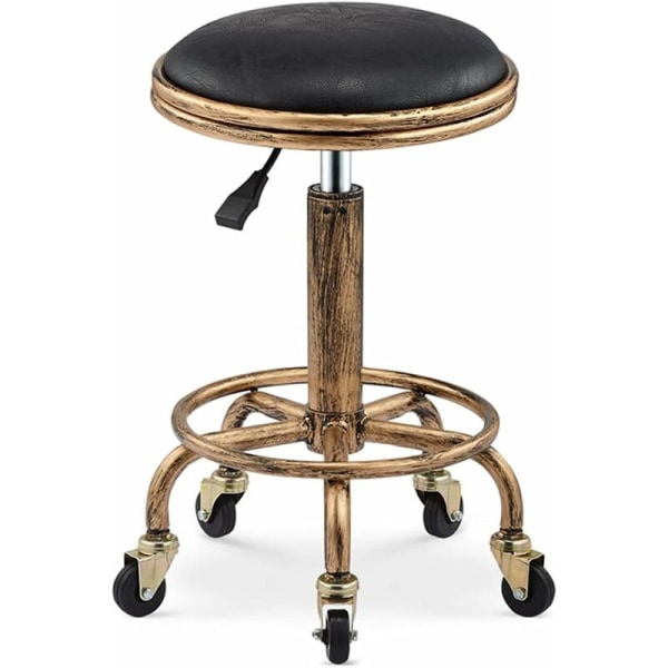 Vintage Barstol, Castor Stol, 360° Drejelig Barstol, Højdejusterbar Barstol 50-64cm, Frisørstol Værkstedsstol Barbord Stol