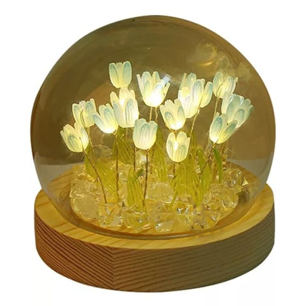 Håndlaget nattlys DIY tulipan jente stue nattlys skrivebordslampe romantisk atmosfære lampe-blå