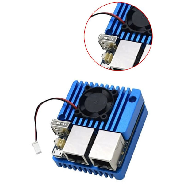 All Metal Beskyttelsesetui til NanoPi R2S Open Source ARM Board DIY Del - Blå