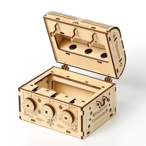 Opbevaringsboks tredimensionelt puslespil trælegetøj pædagogisk samlelegetøj DIY kreativ adgangskode