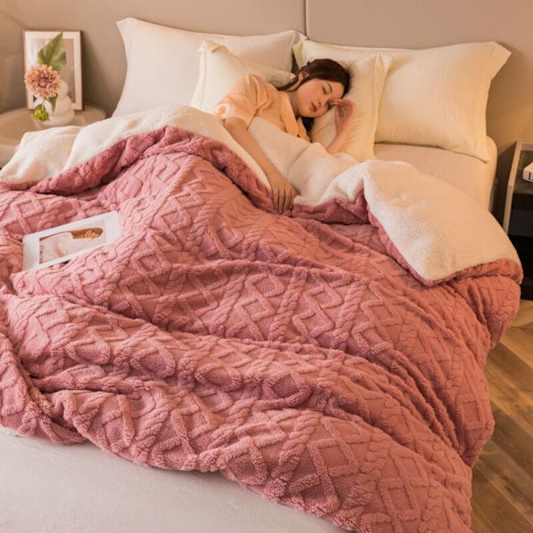 Pläd 100x150cm Fleece Sherpa Rutiga i Fluffig och Mjuk Ull med Uppvärmd Högen för att Hjälpa till att Sova Bättre för Spjälsäng Bönpasta