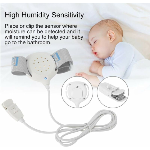 Sängvätning Alarm, Sängvätning Alarm Sensor för Barn Vuxna, Nattetid Enuresis Alarm, Bärbar Kiss Alarm med Armband