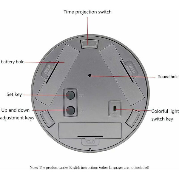 Takalarm med projektor i taket, projeksjonsvekkerklokke med stemningslys (ekskludert batterier), enkel og praktisk takprojeksjonsvekkerklokke, LE