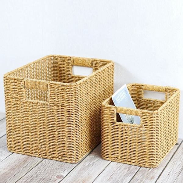 Håndvævet Rattan Opbevaringskurv Flettet Kurv Desktop Opbevaringsboks Arrangement Diverse Indlejringskurv L