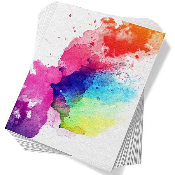 60 ark akvarellpapper, kallpressat 50 % bomull 140lb/300gsm syrafritt vitt papper i bulk (7,68 x 5,31 tum)