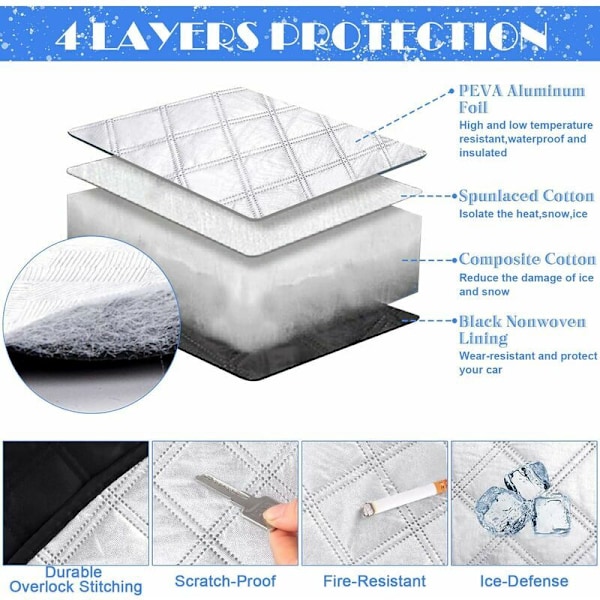Vindrutefrostskydd, Vintervindrute Skydd, Bilvindruteöverdrag, 3 Magnetiska, Universal för Bil Anti Frost, Snö, Is, Regn och Sol, F