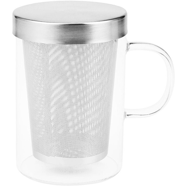 500 ml Resväska Värmebeständig Glas Teinfuser Mugg med Rostfritt Stål Lock Kaffe Mugg Tumbler Kök Värmebeständig Stor