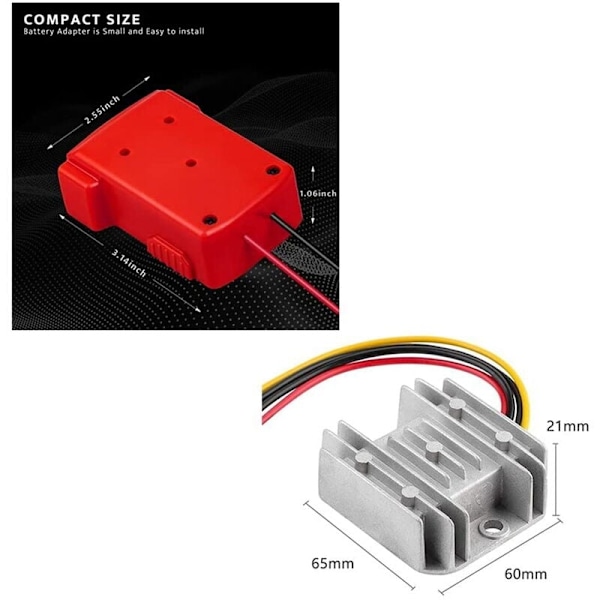 Akkuadapterisäädin 18V Li-Ion -akulle Virtalähteen muuntaja Buck -muunninsovitin Power Wheelsille 18V-12V 3A