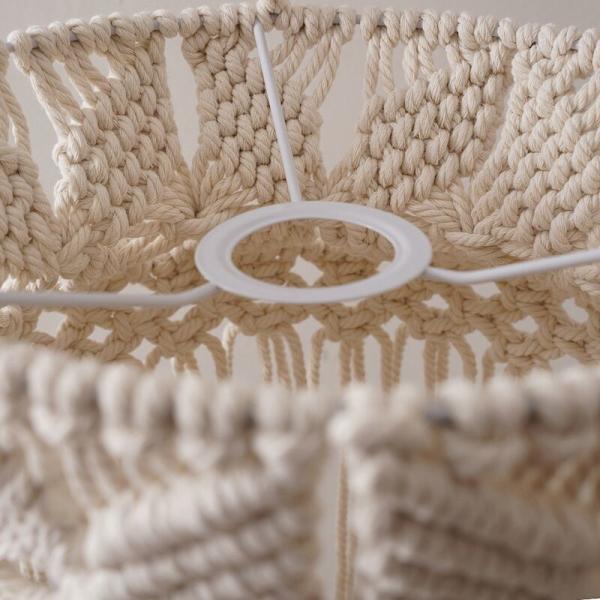 Håndstrikket Lampeklokke, Loftlampe Skærm, Boho Makramé Lampeklokke Lanterne til Stue Soveværelse Dekoration