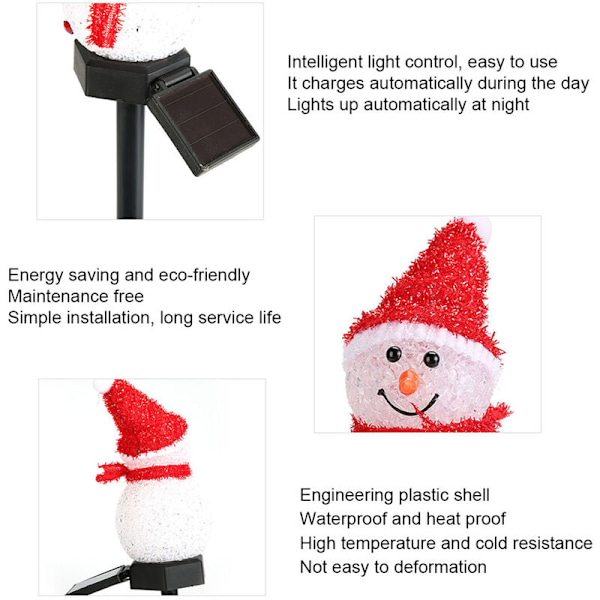 Solcelle-Energibesparende LED Vandafvisende Snemand Julehavelys til Havedekoration