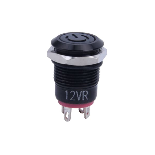 12V 2A 9,5 mm LED-metallhette Momentary Power Button Switch DIY Bilmodifisert, Rød