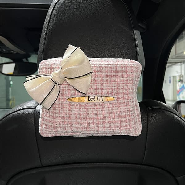 Knudet Tissue Box Holder med låg, Rektangulær Servietholder Dispenser（Mælke Te Farve）
