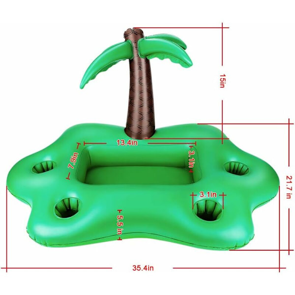 Oppustelig drikkeholder, kokosnødtræ oppustelig kopholder, med 4 kopholdere og 1 flydende rille isbar pool til sommer strand fritid/fest De