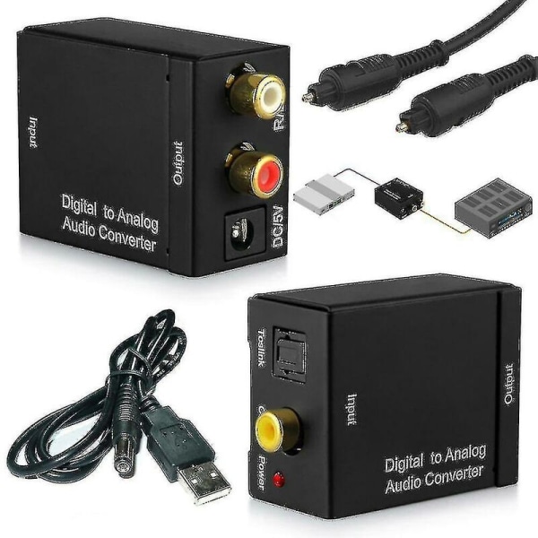 Digital til analog lydkonverter optisk koaksial Toslink Rca Tv Lr lydadapter