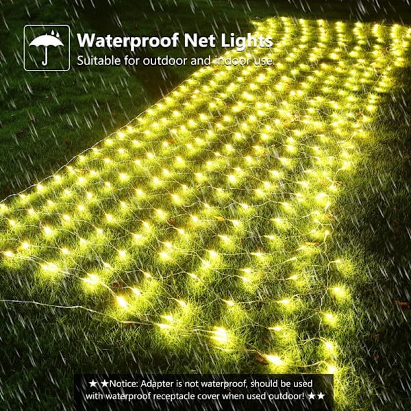 Nettlys, 3x2M 160 LED Elektriske Nettlys, 8 Moduser, Timer og Minne, Varmt Hvit Dekorative Lys for Innendørs og Utendørs Fest