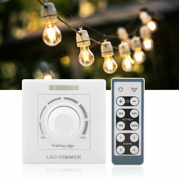 LED-dimmer, 220V 200W med infraröd fjärrkontroll, universell strömbrytare, ljusdimmer, knappbrytare, dimmerbrytare