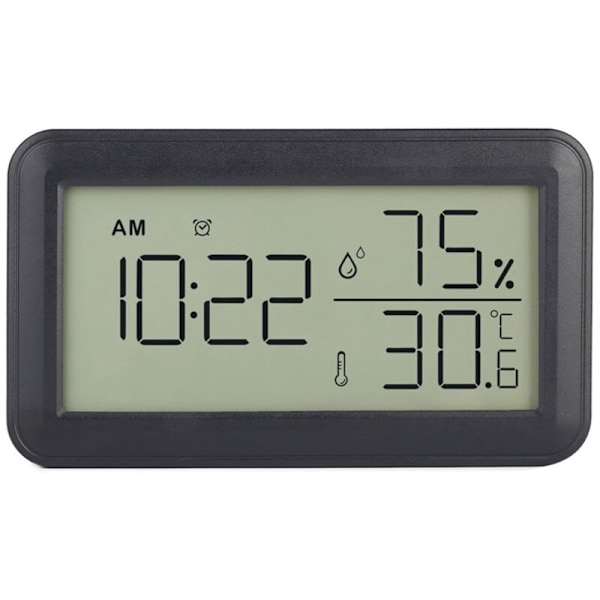 Indendørs Hygrometer Termometer med Alarmur, LCD Digital Termometer, til Soveværelse, Stue, Vinkælder (Sort)