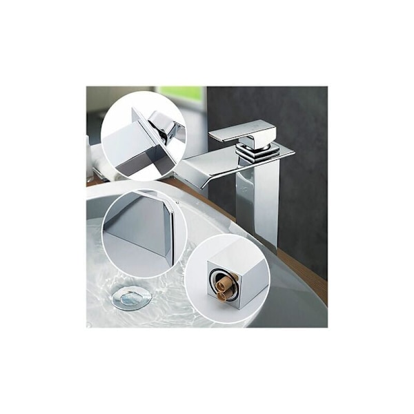Vattenfall Badrumsblandare Hög Pip Basin Mixer Krom Basin Kranar Modern Design..