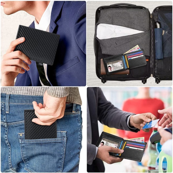 Miesten hiilikuituinen RFID-antimagneettinen lompakko Monitoiminen ohut korttikotelon lompakko (1 kpl)