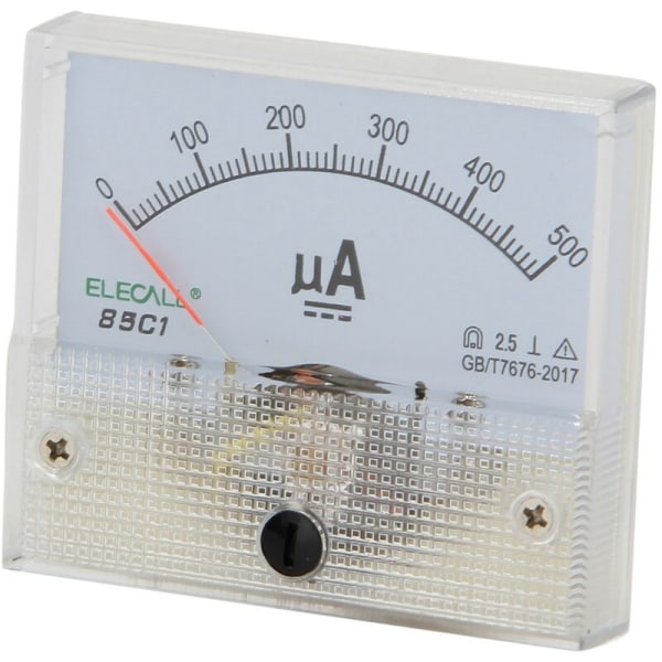 ELECALL 85C1-A DC 0 - 500UA Pointer Ammeter DC Analog Ström Panel Ammeter för Tryckregulator Distributionslådor Etc.