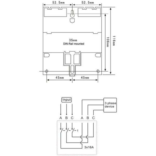 Trefas programmerbar timer 380V 415V med bakgrundsbelysning