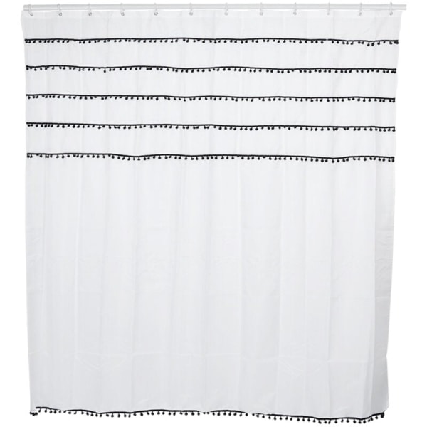 Stylish Black and White Polyester Shower Curtain Waterproof Mildew Resistant 180x200cm