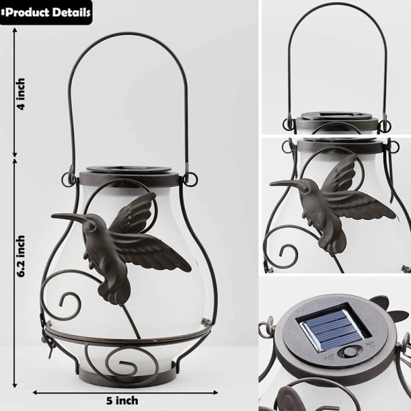 Hengende solcellelamper Sol Twinkle Lights Sol Lanterns Utendørs Hengende Lanterner 2 Pakke Vanntett Fugler