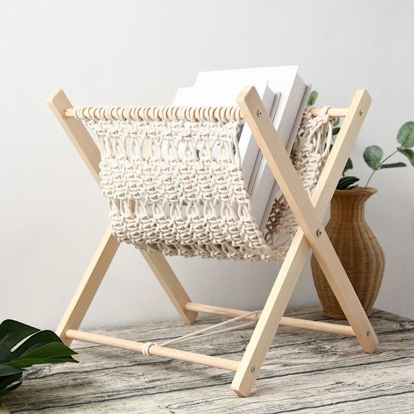 Boho Magasinholder, Dekorativ Makrame Magasinholder, Serviet Opbevaringskurv, Boheme Rustik Dekoration