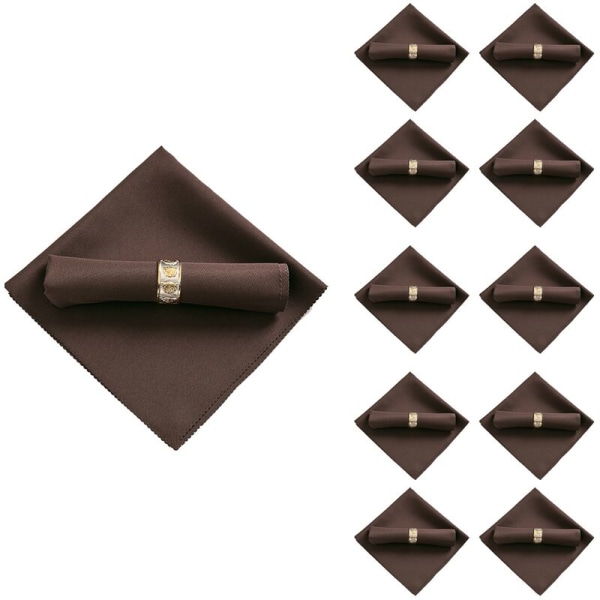 10 st 48X48 cm polyesterdukar för restaurangbröllopsmiddag, mörk kaffe
