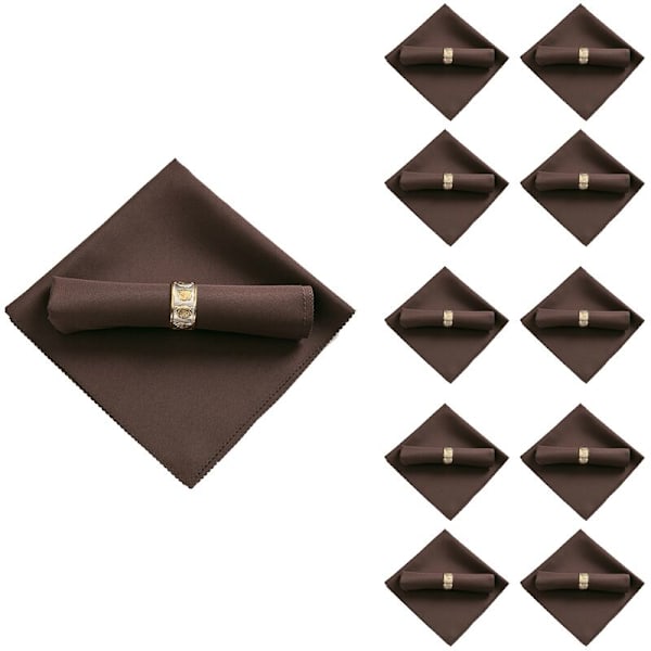 10 stk 48X48Cm Polyester Servietter for Restaurant Bryllup Middag, Mørk Kaffe