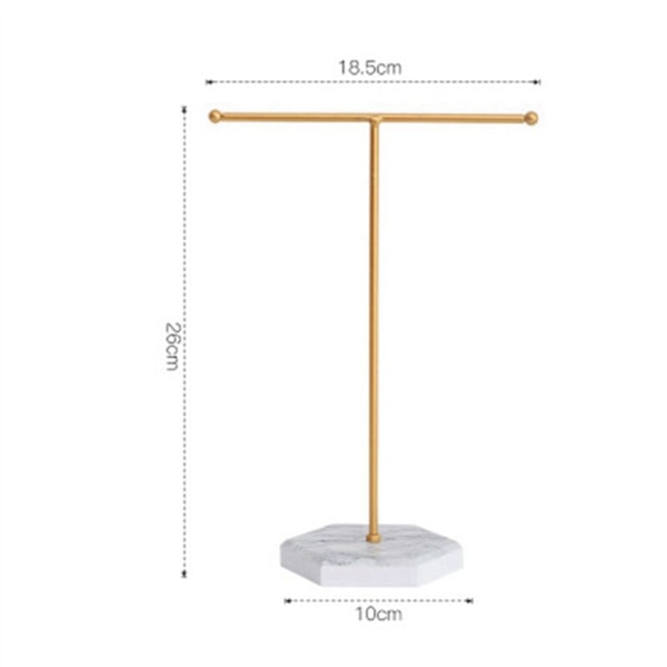 2X Halsbandshållare Display Stativ T-Bar Metallpläterad Bord Organizer Tower för Visning Hängande B