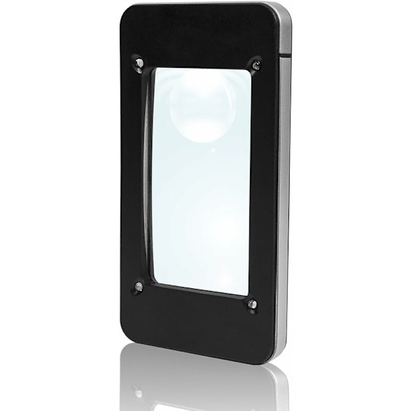 Eyepower Lommeforstørrelsesglass X1.25 5D og X4 16D Konveks Linse med 4 LED Hvit Lys inkl. Bæreveske, Rektangulær Svart HIASDFLS