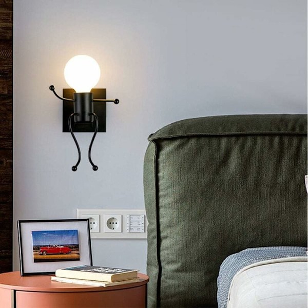 Kreative væglamper E27 Moderne Jern Indendørs Lampe Væglamper Lysarmaturer, Tegneserie Design Børneværelse Væglampe, Gang, Soveværelse, Køkken, B