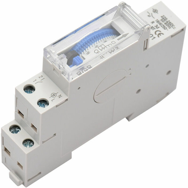 24 timers mekanisk AC 220-240V 15 minutters intervall 96 ganger PÅ/AV programmerbar elektrisk timer DIN-skinne installasjonsrelébryter